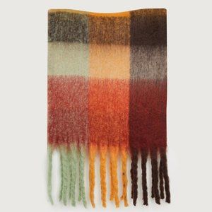 OAK + FORT Orange Plaid Scarf